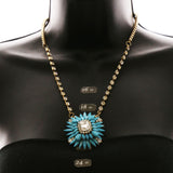 Luxury Crystal Necklace Gold/Blue NWOT