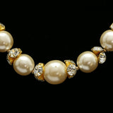 Luxury Crystal Pearl Necklace Gold & White NWOT