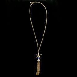 Luxury Crystal Starfish Y-Necklace Gold & Blue NWOT