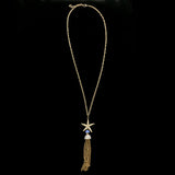 Luxury Crystal Starfish Y-Necklace Gold & Blue NWOT