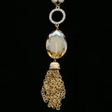 Luxury Crystal Y-Necklace Gold/Orange NWOT
