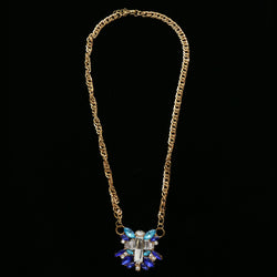 Luxury Crystal Necklace Gold/Blue NWOT