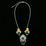 Luxury Crystal Necklace Silver/Green NWOT