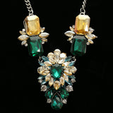 Luxury Crystal Necklace Silver/Green NWOT