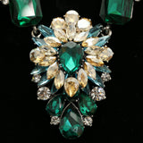 Luxury Crystal Necklace Silver/Green NWOT