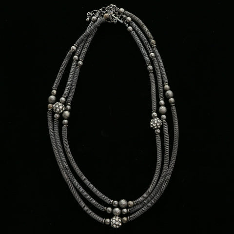 Luxury Crystal Necklace Silver/Dark-Silver NWOT