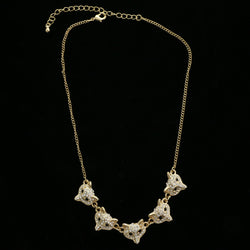 Luxury Crystal Wolf Face Necklace Gold & Black NWOT