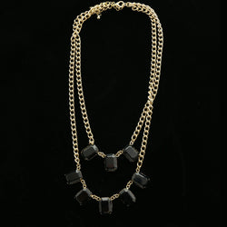 Luxury Faceted Necklace Gold/Black NWOT