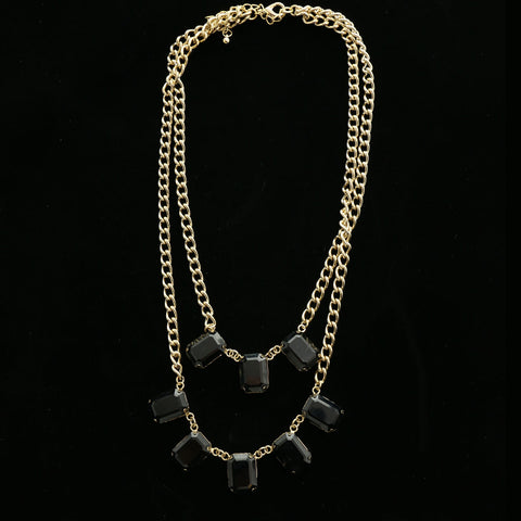 Luxury Faceted Necklace Gold/Black NWOT