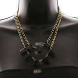 Luxury Faceted Necklace Gold/Black NWOT