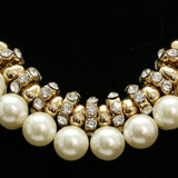 Luxury Crystal Pearl Necklace Gold & White NWOT