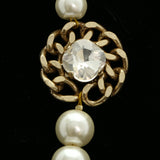 Luxury Crystal Pearl Necklace Gold & White NWOT