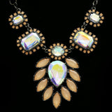 Luxury Crystal Necklace Gunmetal/Peach NWOT