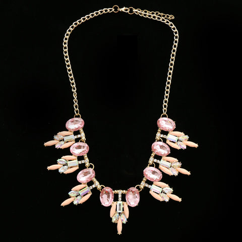 Luxury Crystal Necklace Gold/Pink NWOT