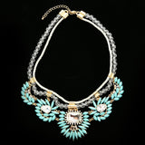 Luxury Crystal Necklace Gold/Blue NWOT