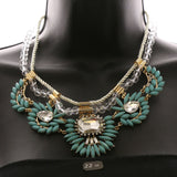 Luxury Crystal Necklace Gold/Blue NWOT
