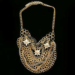 Luxury Crystal Star Necklace Gold & Black NWOT