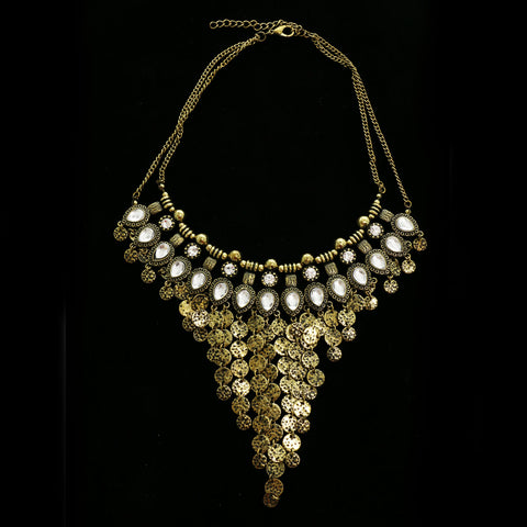 Luxury Crystal Antiqued Necklace Gold NWOT