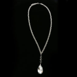 Luxury Crystal Y-Necklace Silver NWOT