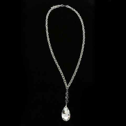 Luxury Crystal Y-Necklace Silver NWOT