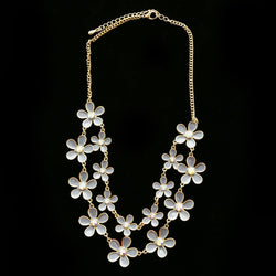 Luxury Flowers Necklace Gold/Blue NWOT