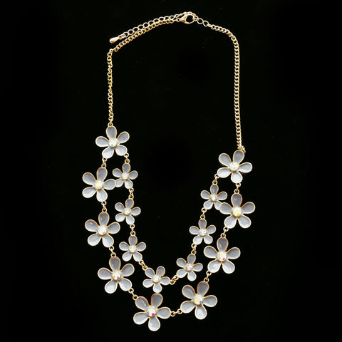 Luxury Flowers Necklace Gold/Blue NWOT