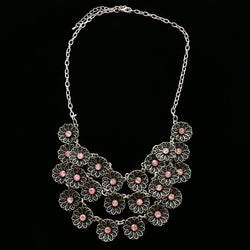 Luxury Flowers Necklace Silver/Pink NWOT