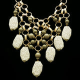 Luxury Semi-Precious Necklace Gold/White NWOT