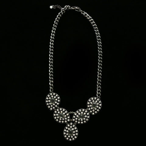 Luxury Crystal Necklace Gunmetal/Gray NWOT