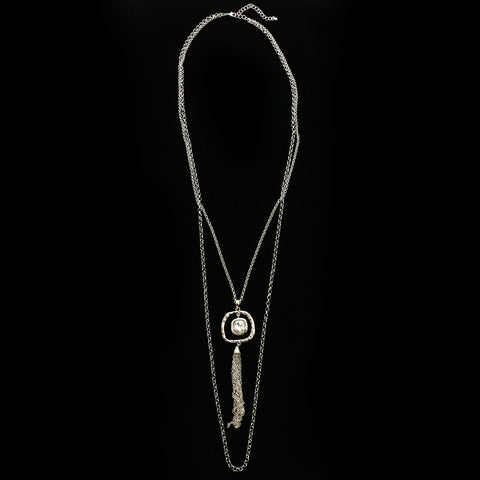 Luxury Crystal Necklace Silver NWOT