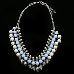 Luxury Faceted Necklace Silver/Blue NWOT