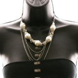 Luxury Crystal Pearl Necklace Silver & White NWOT