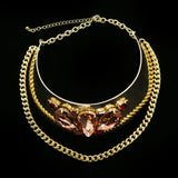 Luxury Crystal Choker-Necklace Gold/Pink NWOT
