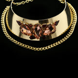 Luxury Crystal Choker-Necklace Gold/Pink NWOT