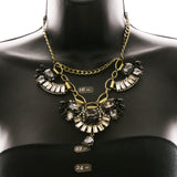 Luxury Crystal Antiqued Necklace Gold & Black NWOT