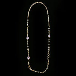 Luxury Crystal Necklace Gunmetal/Purple NWOT
