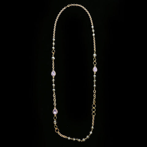 Luxury Crystal Necklace Gunmetal/Purple NWOT