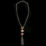 Luxury Crystal Y-Necklace Gunmetal/Pink NWOT