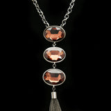 Luxury Crystal Y-Necklace Gunmetal/Pink NWOT