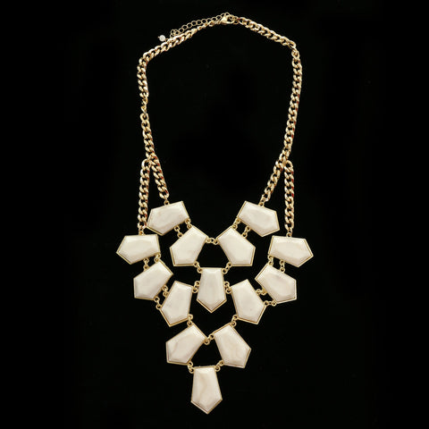 Luxury Faceted Necklace Gold/White NWOT