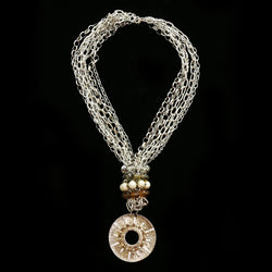 Luxury Crystal Necklace Silver/Brown NWOT
