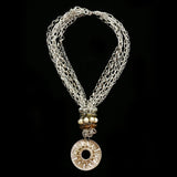 Luxury Crystal Necklace Silver/Brown NWOT