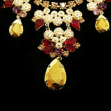 Luxury Crystal Necklace Gold/Red NWOT