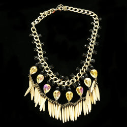 Luxury Faceted Necklace Gold/Black NWOT
