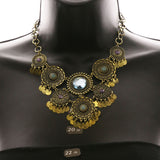 Luxury Faceted Antiqued Necklace Gold & Blue NWOT