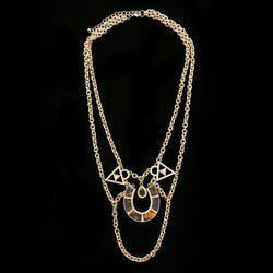 Luxury Faceted Necklace Gold/Brown NWOT