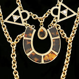 Luxury Faceted Necklace Gold/Brown NWOT