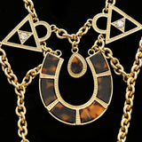 Luxury Faceted Necklace Gold/Brown NWOT