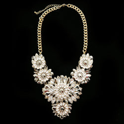 Luxury Crystal Necklace Gold/Gray NWOT