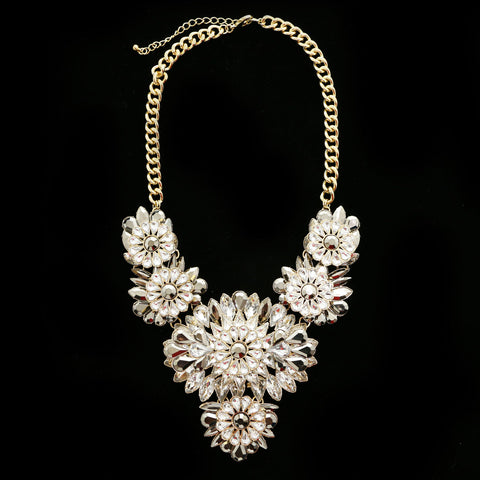 Luxury Crystal Necklace Gold/Gray NWOT